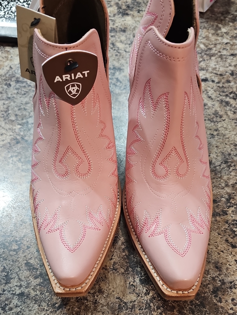 Ariat Pink Leather Western Ankle Booties